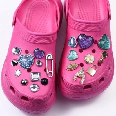 China Clog Popular Designer Metal Bling Shoe Accessories Decorations For Designer Bracelet Fit Bracelets Kids Shoe Metal Bling Croc Charms for sale