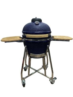 Chine Couleur bleue en céramique de gril de Kamado de 18 pouces 48cm avec le chariot et les tables latérales à vendre