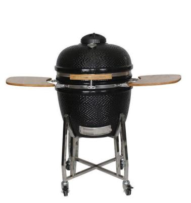 Cina Griglia Kamado da esterno in ceramica da 24 pollici colore nero antracite 61 cm con carrello e tavolini in vendita