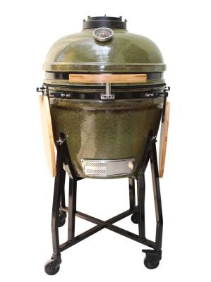 Cina Griglia Kamado in ceramica da 23 pollici a carbone per esterni colore verde tropicale 59 cm con carrello e tavolini in vendita