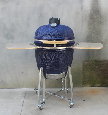 China Grill Keramik Kamado Grill Outdoor 22 Zoll Navy Farbe mit Wagen und Beistelltischen zu verkaufen