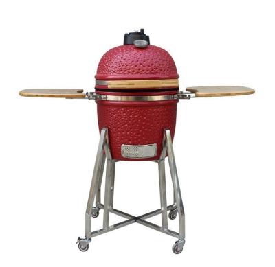 Κίνα Ανοξείδωτο Κεραμικό 15 ιντσών Kamado Grill Κόκκινο 39cm Με Καρότσι και Τραπεζάκια προς πώληση