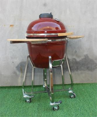 China 18 Inch Kamado Barbecue Grill Roker Keramiek Tropische Rode Kleur 48cm Te koop