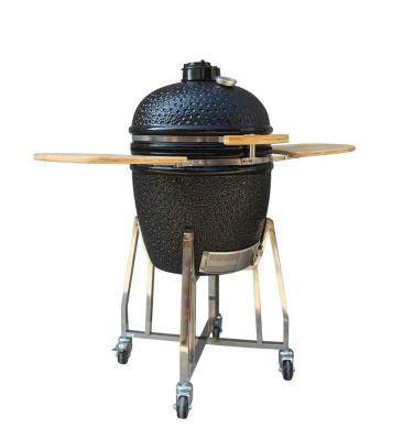 China Outdoor Charcoal Ceramic Kamado Grill  22 Inch Black Color Stainless Steel zu verkaufen