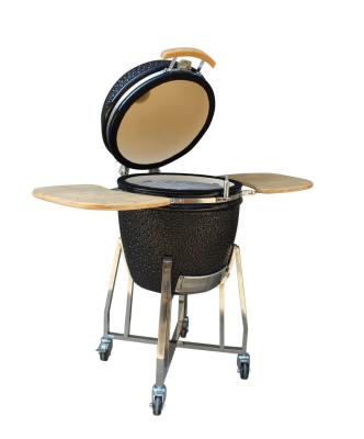 중국 Outdoor Charcoal 22 Inch Kamado Grill High Degree Fired Resistance Shiny Black 판매용