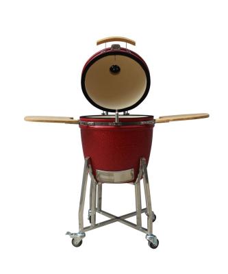 Cina Red Color Ceramic Kamado Grill  22 Inch Outdoor Charcoal Heat Resistant Mullite in vendita