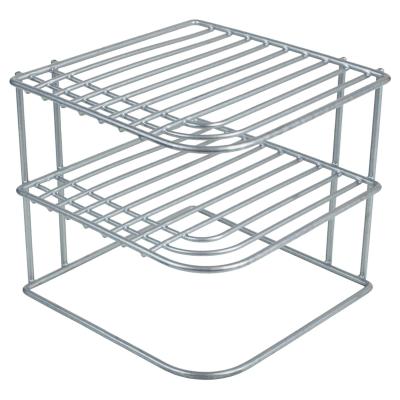 China 3 Tier Sliver Vinyl Coating Sliver Office Kitchen Metal Dish Storage Shelf Corner Rack White Black White for sale