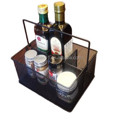 China The Fine Quality Black Picnic Cart Mesh Utensil Caddy Buffet Buffet Caddy Metal Durable Storage Racks For Flexible Non-Folding Rack for sale