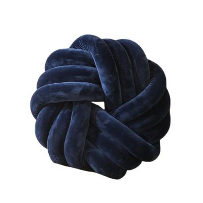 China 100% Handmade Baby Anti-static Home Soft Cushion Polyester Velvet Solid Color Decor Tiles 3 Floor Braided Knot Ball Pillows for sale