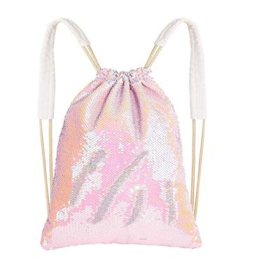 China NATIONAL Glitter Sequin Drawstring Backpack Glitter Glitter Sports Dance Shiny Bag Travel Backpack for sale