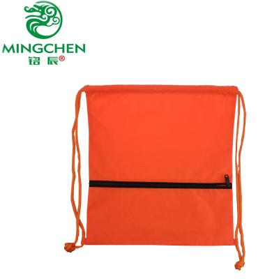 China Waterproof 2020 New MINGCHEN Bags Bright Orange Terylene Black Zipper Fashion Drawstring Bag for sale