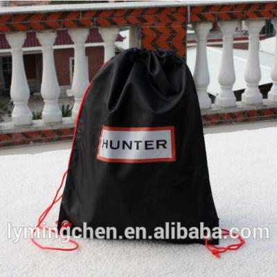 China Black Shoulder Bag Polyester Bags Drawstring Rope Bag Travel Shoes Container Bag for sale