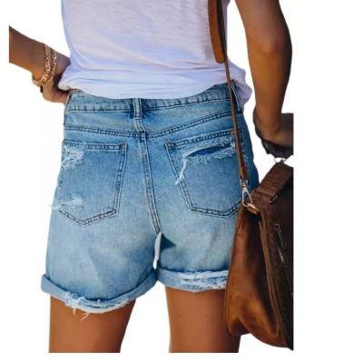 China New hot sale QUICK DRY denim shorts fashion short jeans for women ripped short jeans support OEM for sale