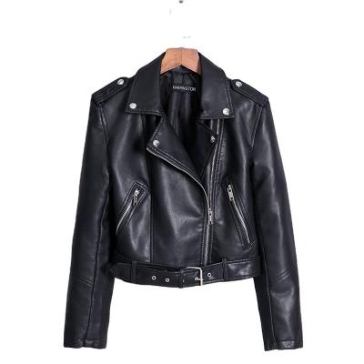 China High Quality Breathable Ladies Zipper Casual Biker Jacket New Pattern Women Outerwear Fashion Style Coated Leather Jacket for sale