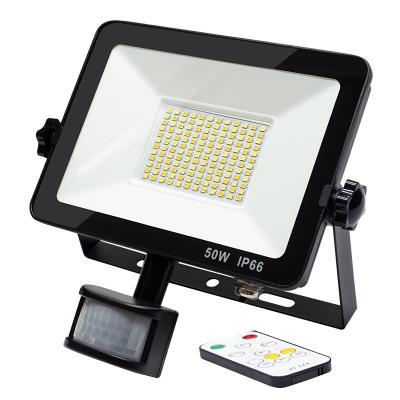 China Super Bright Flood Light 50 Watts LED Motion Sensor Outdoor IP66 4250lm Remote Controlled for sale