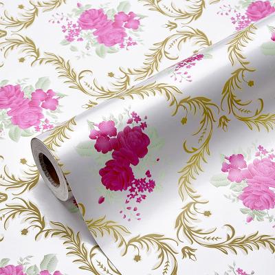 China WALL STICKER 3D flower wallpaper membrane home decoration pearlescent wallpaper for bedroom for sale