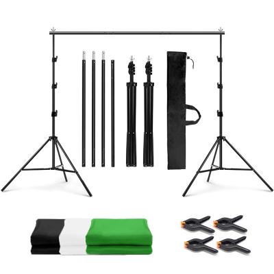 China Photo Booth Backdrop For Photoshoot 2.6x3M Backdrop Stand Backdrop Support System With 3x5M Muslin Backdrop White Black Green Backgrounds Photography for sale