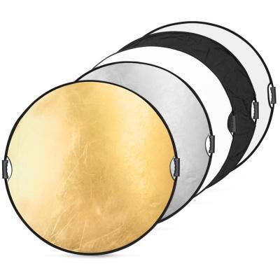 China Large 110cm Professional Portable Round Folding 5-in-1 Reflector 5-in-1 Reflector 110cm/43inch Silver Soft Light Photography Panel for sale