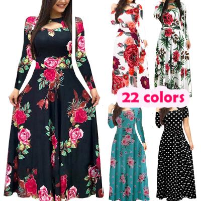 China Breathable Modern Elegant Floral Print Ladies Clothing Women's OEM RTS Long Maxi Dress 2020 for sale