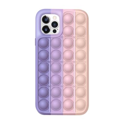 China Anti-fall Busy Person Stress Toys Rainbow Phone Case For Iphone Push Bubble Busty Person Anti-stress Phone Toys Cover for sale