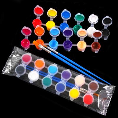 China Art and craft supplies for kids high quality acrylic paints,12colors paints strips with brush for kids.12 strip 2 pot 3 5ml acrylic paint set with brush for sale