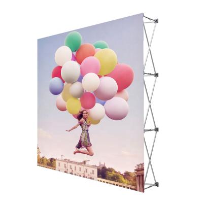 China Indoor Banner Fabric Portable Backdrop Wall Folding Pop Up Display Banner Stand for sale