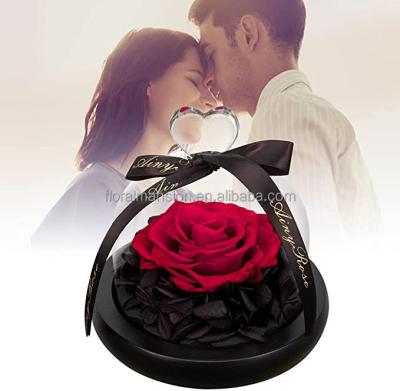 China Rose Wholesale Eternal Rose Preserved Fresh Natural Forever Rose in Glass Dome with LED to Her Mom Friend Wife for Valentine Mother's Day for sale