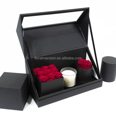 China Wedding Eternal Rose For Woman Gift House FloralMansion Decorative Flowers Christmas Birthday Party Decor Preserved Rose In Box With Candle for sale