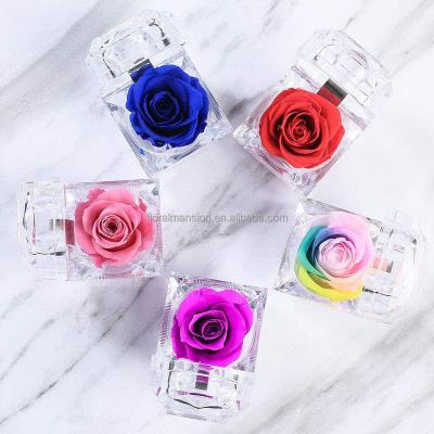 China Handmade Preserved Acrylic Eternity Rose Gift Forever Party Flower Box Real Rose in Acrylic Box for Her Wedding Mother's Day Christmas for sale