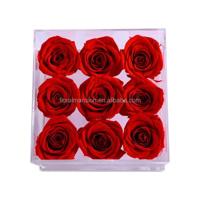 China Wholesale natural touch the best-selling Eternal Rose acrylic box is a truly preserved flower glass transparent box for sale