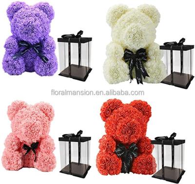 China Trendy Gift Amazon Best Selling Multiple LED Colors Foam Rose Bear 25cm Rose Teddy Bears For Mothers Day Gifts 40cm Gift Red for sale