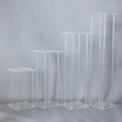 China Luxury Event Rectangle Frame Centerpieces Flower Stand For Wedding Table Decoration  Acrylic flower stand/set of four for sale