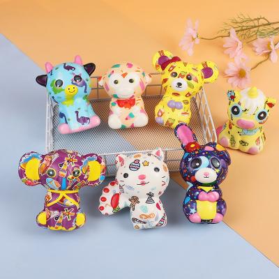 China Anti-stress Stickers Slow Rising Dog Cat Squishy Animal Doll Mesh Machine Keychain Kawai Dumpling Notebook Toy Phone Case Pen Plush Panda for sale