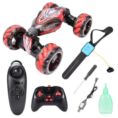 China Snake Walking 2.4G Remote Control Car 360 Gesture Hand Watch Dual Side Running Stunt Car Rolling Toy Newest for sale