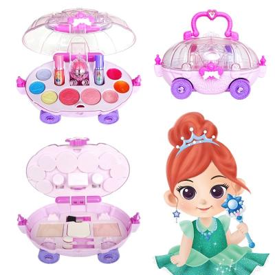 China New Luxury Classic Make Up Toy Set Pretend Play Pink Makeup Set Beauty Safety Safety Kit Toys Dressing Cosmetic Travel Non-Toxic Cart for sale