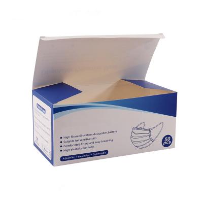 China Special Design Material And Ink Echo-friendly White Cardboard Coated Universal Disposable Mask Packaging Custom Box for sale