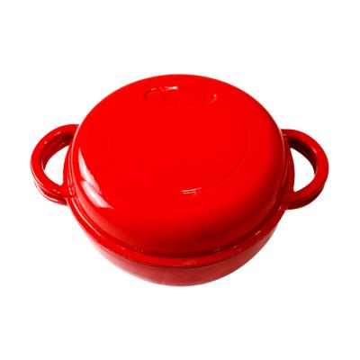 China Sustainable Premium Quality Fashion 2 in 1 Multi-Use Enamel Cast Iron Casserole, Double Dutch Oven with Skillet Lid for sale