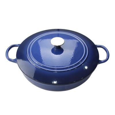 China New Sustainable Popular Shallow High Quality Round Dutch Oven Seafood Casserole Enamel Cast Sauce Pot For Kitchen Cookware for sale