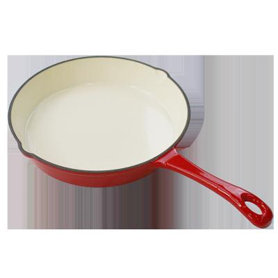 China CLASSIC Customized High Quality Colored Stick Non Round Cookware Healthy Enamel Cast Iron Skillet With Long Handle for sale