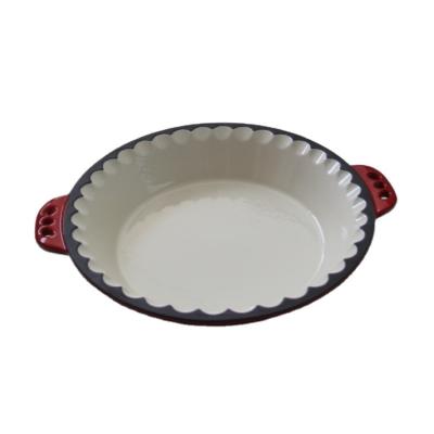 China Disposable Cast Iron Flower Shape Dish Decorative Enamel Coating Border for sale