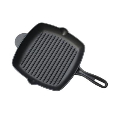 China General Use For Hot Selling Pre-Seasoned Grill Pan Square Skillet Gas Cast Iron And Induction Cooker With Nonstick Handle Pan For Indoor And Outdoor Use for sale