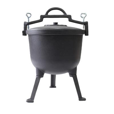 China General Use For Pre-Seasoned Gas Cast Iron Three Legs Cauldron And Induction Cooker With Lid And Handles For Cookware Camping Non Stick Cast Iron Potjie Deep Pot for sale