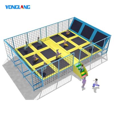 China With Protective Net Custom Size Train Low MOQ Large Adult Plastic Indoor Trampoline Parks With Enclosures for sale