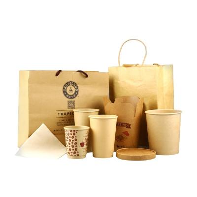 China Biodegradable Warm Brown Craft Retail Wholesale Logo Printed White Kraft Paper Bag for sale