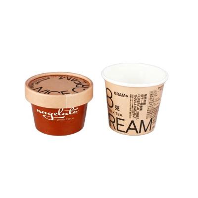 China 3.5oz Eco-Friendly Biodegradable Ice Cream Disposable Single Wall Paper Cup With Lid for sale