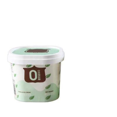 China Rectangle Square Cereal Cup Dessert Yogurt Cups Ice Cream Packaging Bowls Recyclable With Custom Design for sale