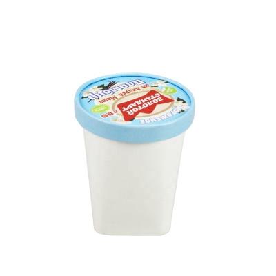 China Recyclable Disposable Frozen Yogurt Paper Ice Cream Square Cup Packaging for sale