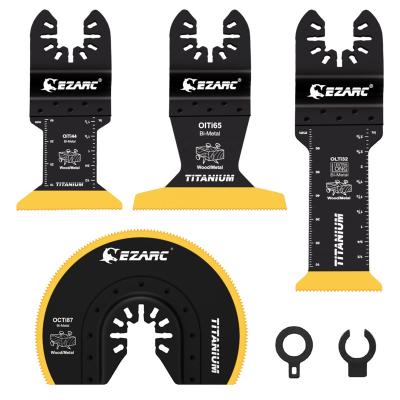 China Metal EZARC Titanium Oscillating Saw Blades Kit 4PCS, Plunge Cutting Multitool Blades for Metal Wood Nails ScrewsMulti Tool Blades Kit for sale