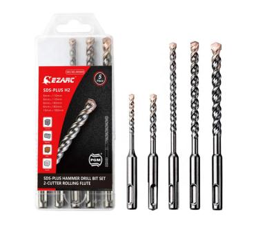 China Masonry Drilling EZARC PGM Concrete Drill Bit Set 5PC SDS-Plus 2-Cutter Carbide Tips for Reinforced Concrete, Masonry, Marble, Brick and Tile for sale