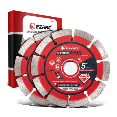 China Concrete Stone Masonry Brick Block EZARC 5 inch Diamond Blade, Segmented Stone Expert Diamond Saw Blades for Angle Grinder, 5